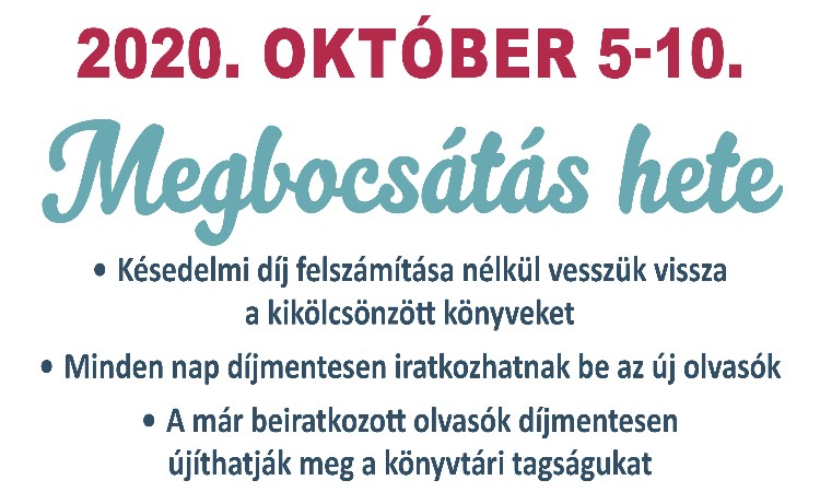 Megbocsátás hete és díjmentes beiratkozási lehetőség