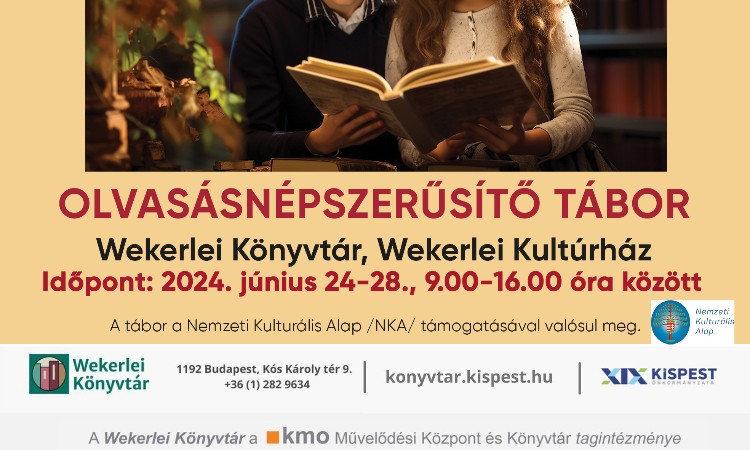 Olvasásnépszerűsítő tábor 12-16 éves fiataloknak :: 2024.06.24-28.